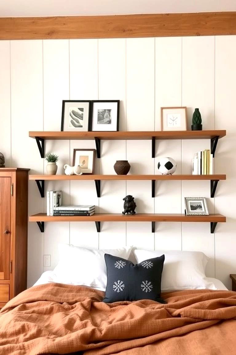 Utilize Open Shelving - 24 Farmhouse Bedroom Ideas