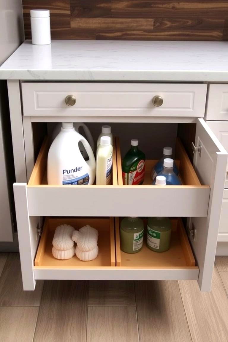 Utilize Pull Out Drawers for Detergents - 24 Laundry Room Storage Ideas
