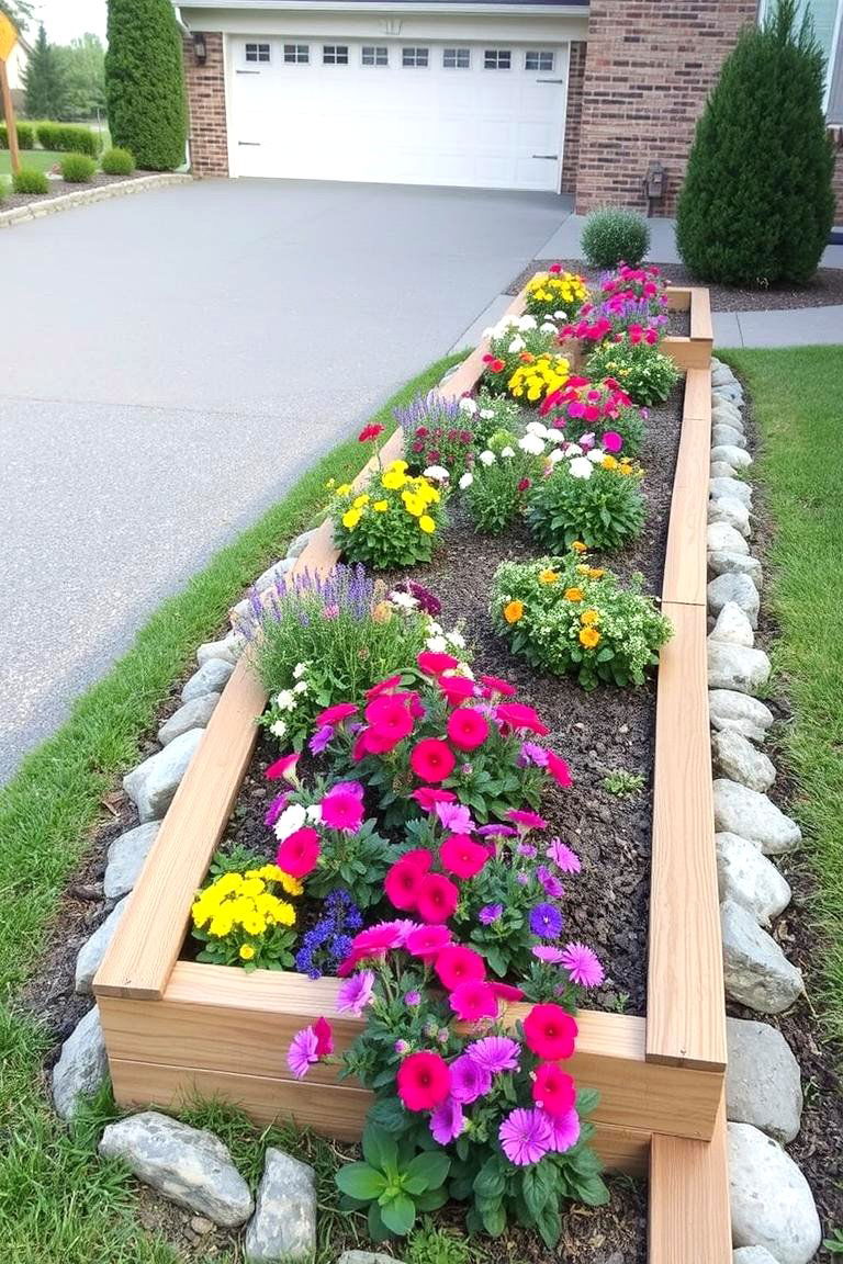 Utilize Raised Garden Beds - 24 Driveway Landscape Ideas
