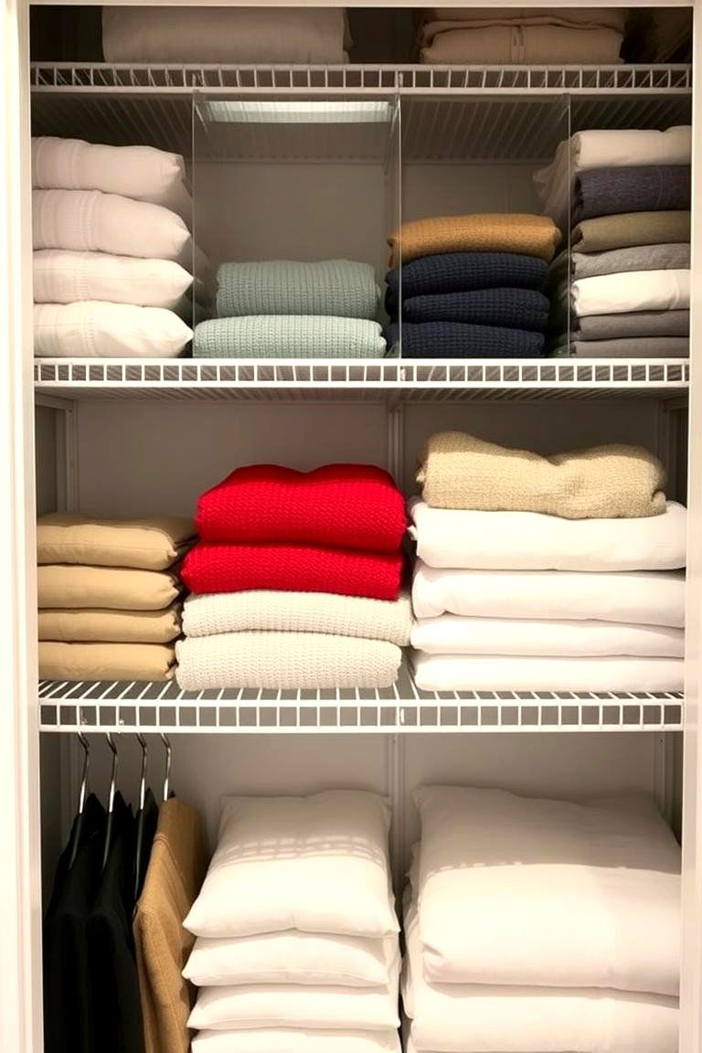 Utilize Shelf Dividers - 24 Hall Closet Organization Ideas