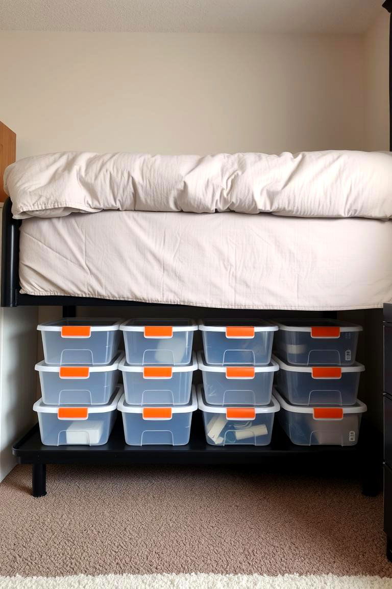 Utilize Under Bed Storage Solutions - 24 Minimalist Dorm Room Ideas