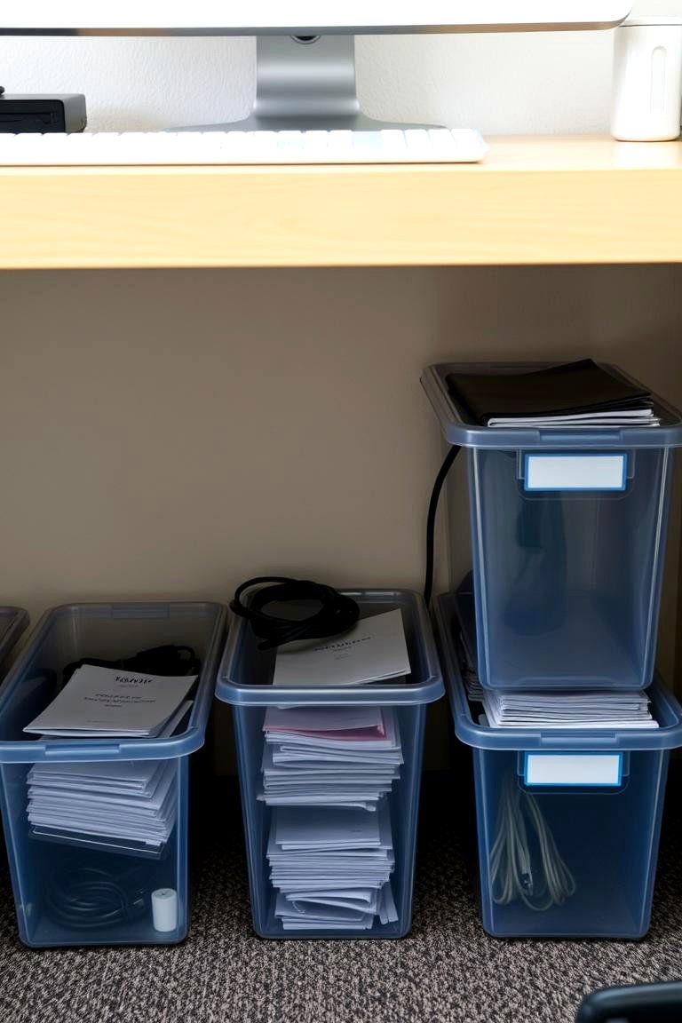 Utilize Under Desk Storage Solutions - 24 Office Storage Ideas