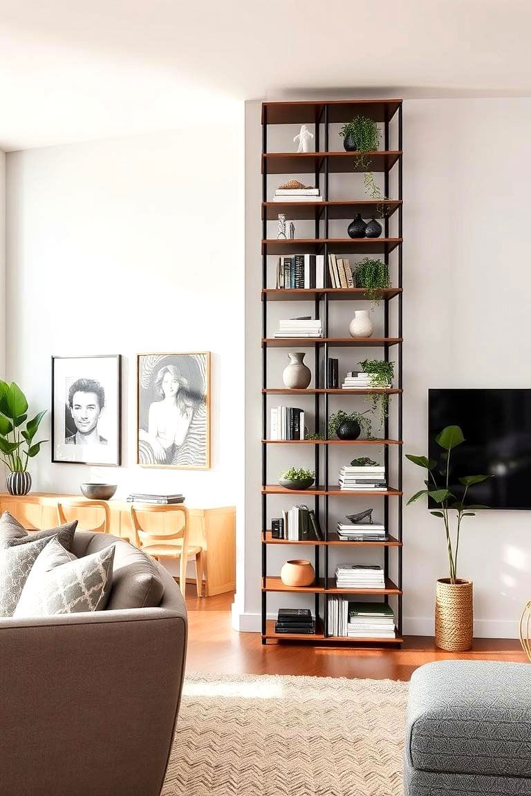 Utilize Vertical Space with Decorative Shelving - 24 Large Living Room Ideas