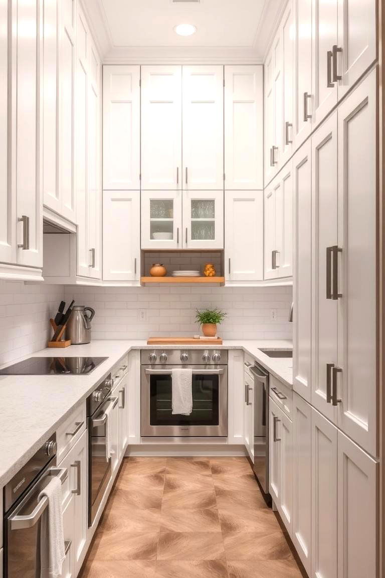 Utilize Vertical Space with Tall Cabinets - 24 Small Galley Kitchen Ideas on a Budget