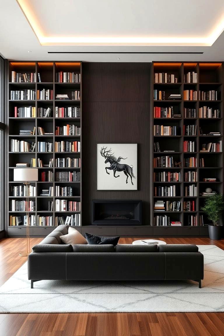 Utilize Vertical Space with Tall Furniture - 24 Awkward Living Room Layout Ideas