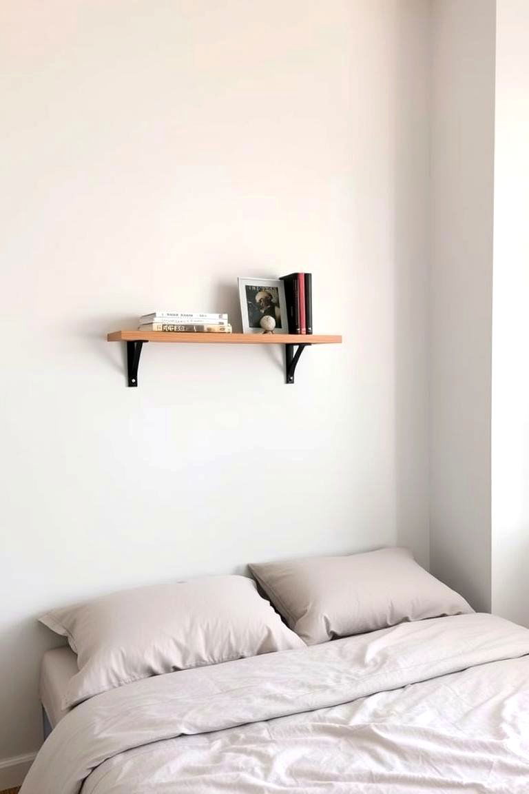 Utilize Wall Mounted Shelves - 24 Minimalist Bedroom Ideas