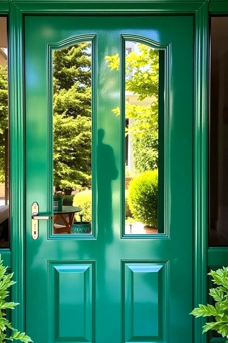 Utilize a Glossy Finish for Extra Shine - 24 Emerald Green Front Door Ideas