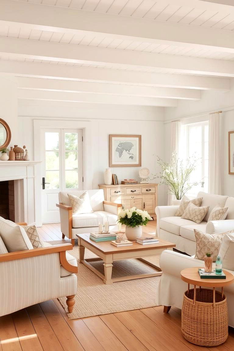 Utilize a Neutral Color Palette for Serenity - 24 Cottage Living Room Ideas