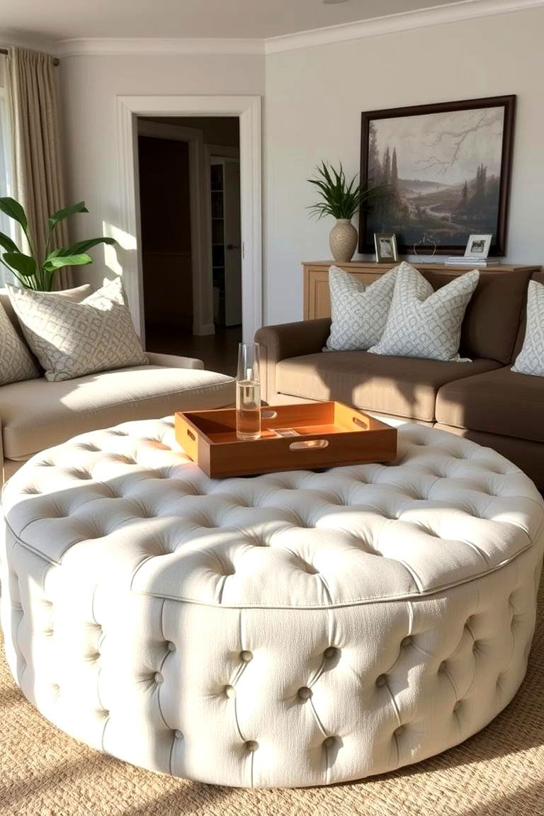 Utilize an Ottoman for Versatility - 24 Pinterest Living Room Decor Ideas