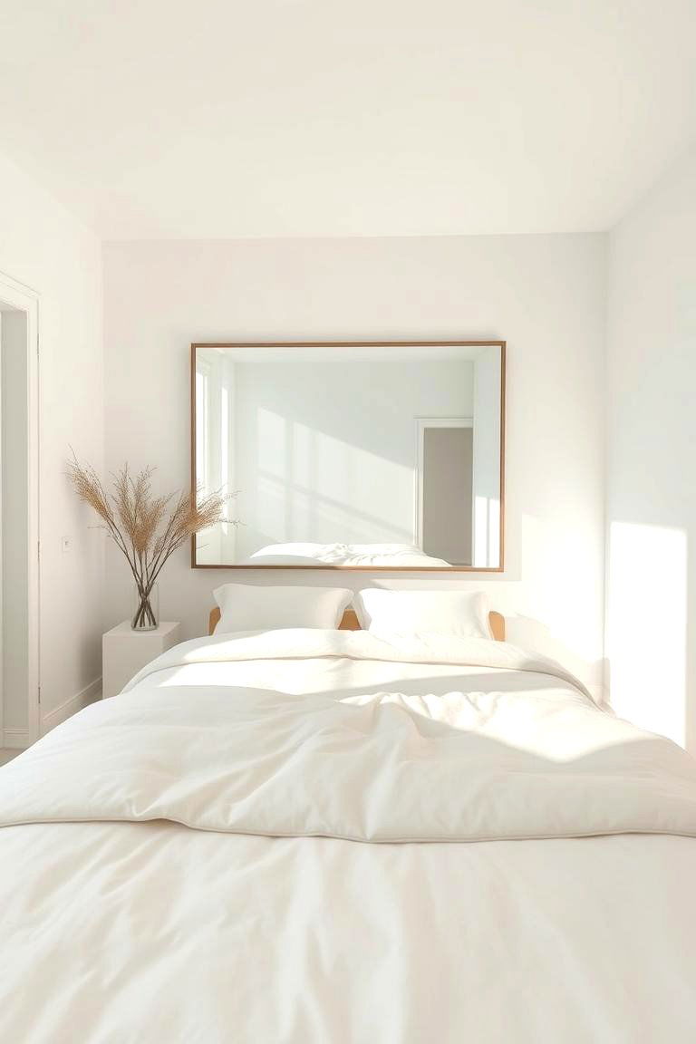 Utilizing Mirrors to Enhance Light - 24 White and Cream Bedroom Ideas