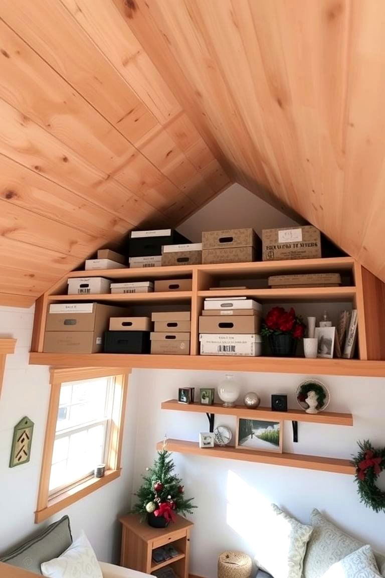Utilizing Often Forgotten Ceiling Mounted Storage - 24 Tiny House Storage Ideas