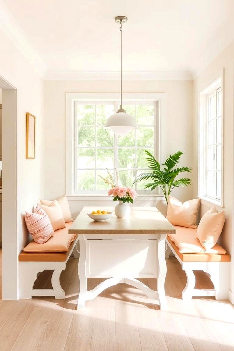 Vanilla and Peach Breakfast Nook - 24 Pastel Room Ideas