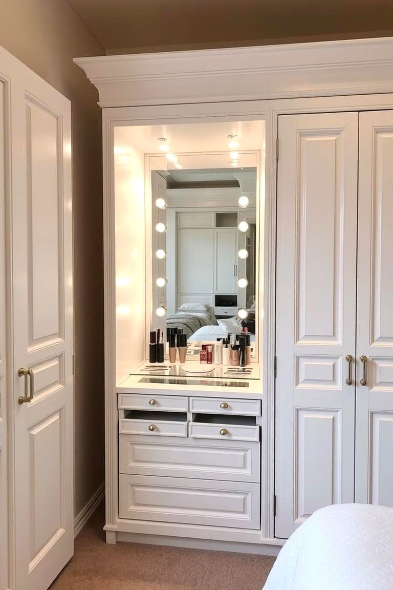 Vanity Integrated into a Wardrobe or Closet - 24 Makeup Vanity Ideas