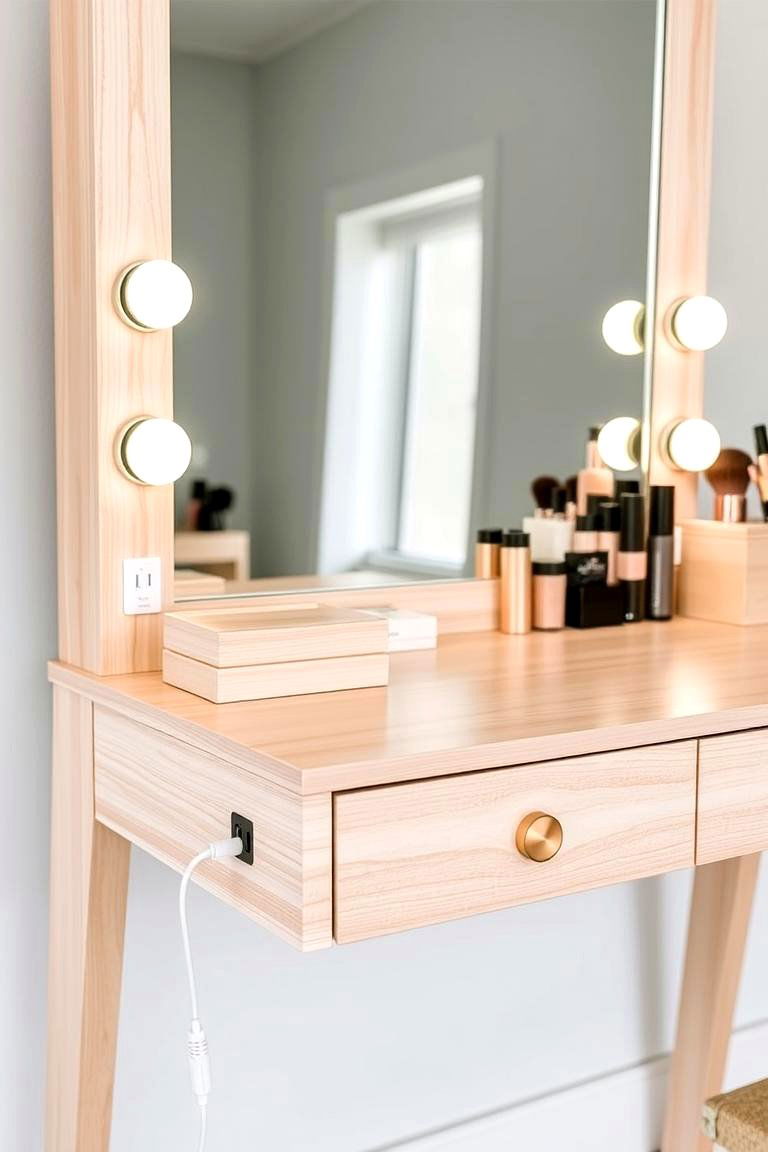 Vanity with Charging Ports and Outlets - 24 Makeup Vanity Ideas