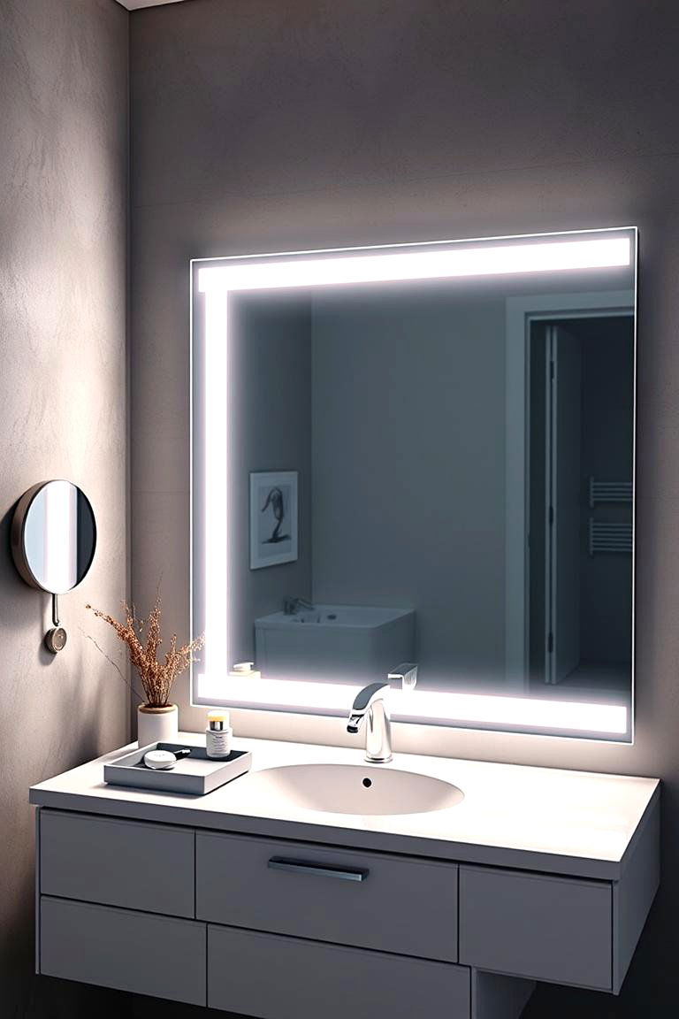 Vanity with Custom LED Mirror - 24 Bedroom Vanity Ideas