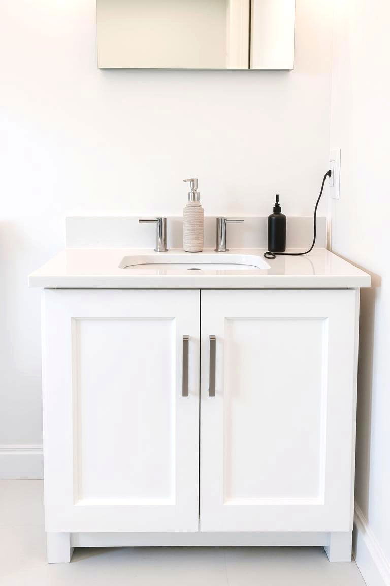 Vanity with Electrical Outlets for Modern Convenience - 24 Small Bathroom Vanity Ideas