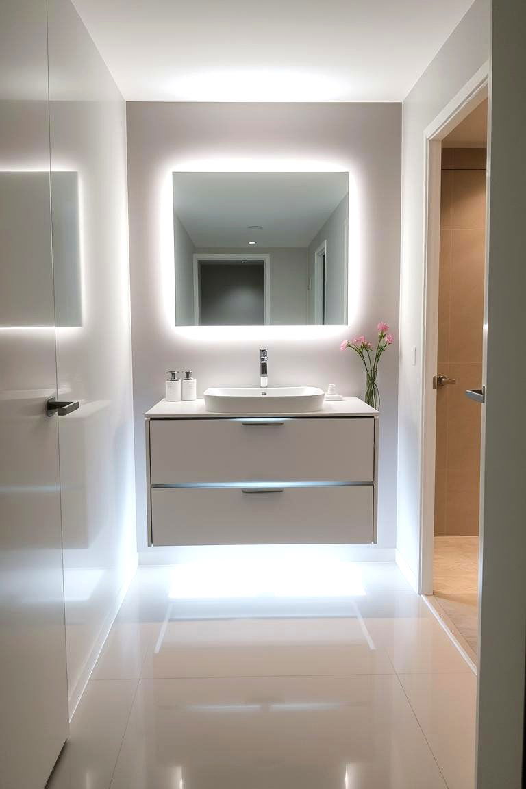Vanity with Integrated Lighting for Enhanced Ambiance - 24 Small Bathroom Vanity Ideas