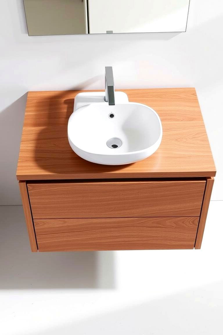 Vanity with Integrated Sink - 24 Wood Bathroom Vanity Ideas