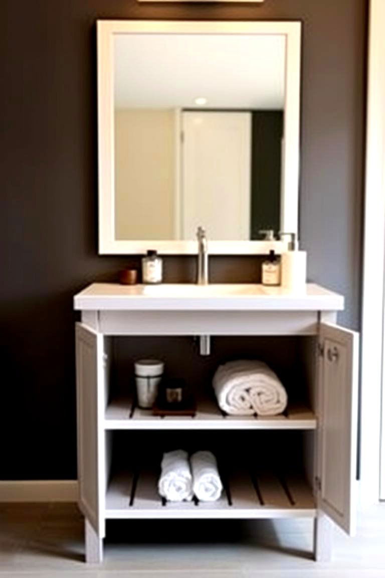 Vanity with Open Shelves - 24 Bathroom Furniture Ideas