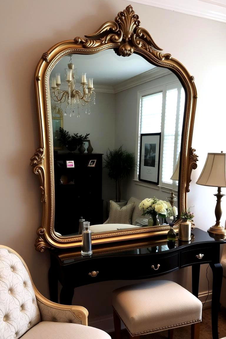 Vanity with Statement Mirror - 24 Vanity Room Ideas