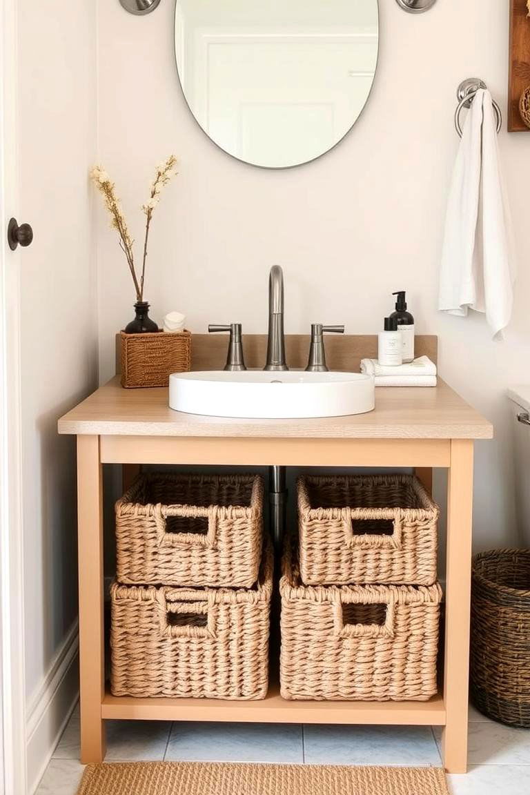 Vanity with Storage Baskets - 24 Bathroom Cabinet Ideas