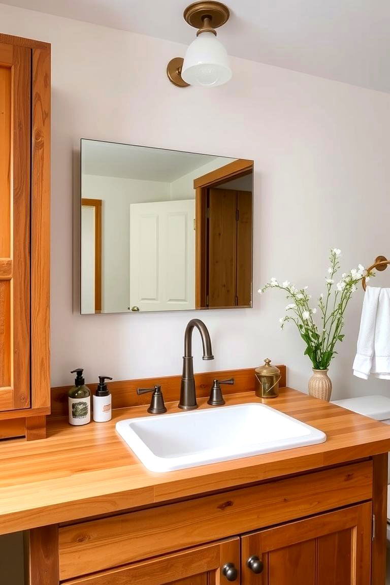 Vanity with a Butcher Block Top - 24 Wood Bathroom Vanity Ideas