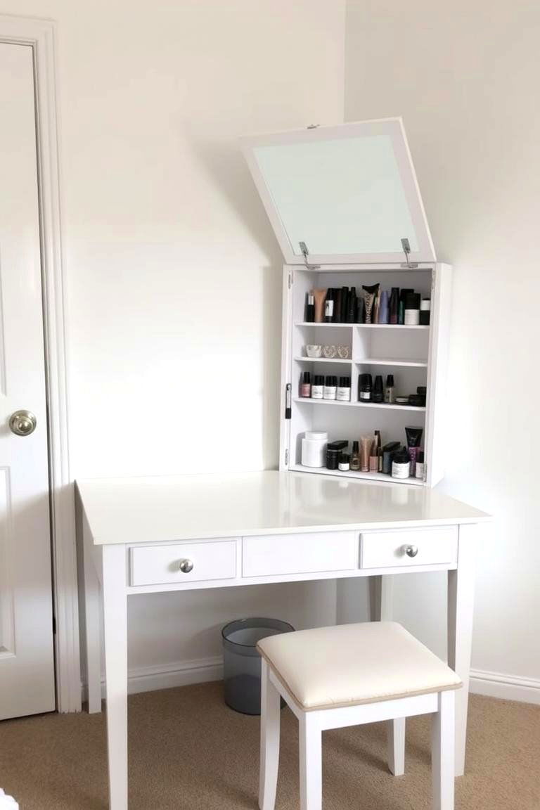 Vanity with a Lift Top Mirror and Hidden Storage - 24 Makeup Vanity Ideas