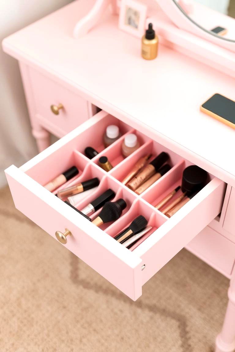 Vanity with a Makeup Drawer for Beauty Organization - 24 Small Bathroom Vanity Ideas