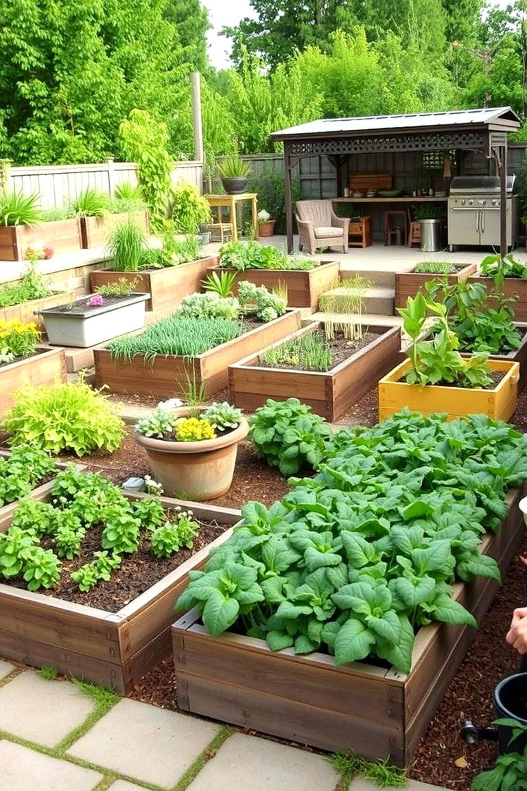 Vegetable Garden Terrace - 24 Down Sloped Backyard Ideas