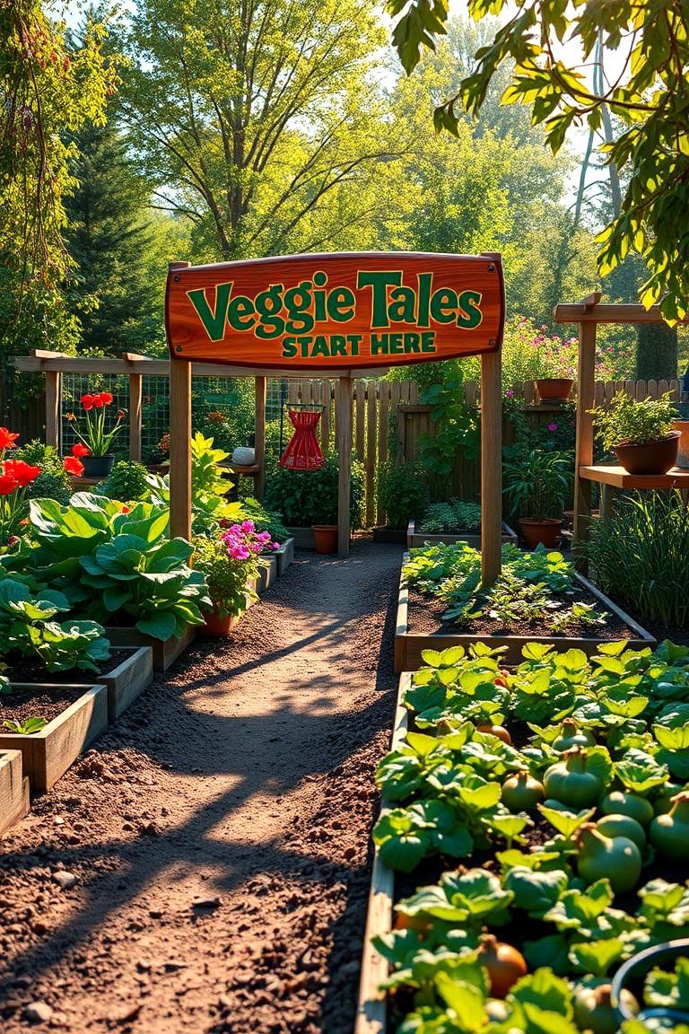 Veggie Tales Start Here - 24 Funny Garden Sign Ideas