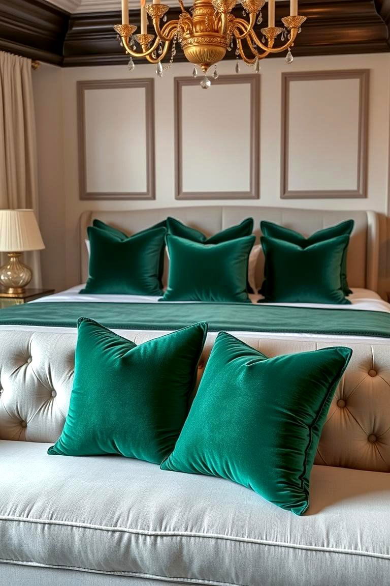 Velvet Accents in Rich Jewel Tones - 24 Paris-themed Bedroom Ideas