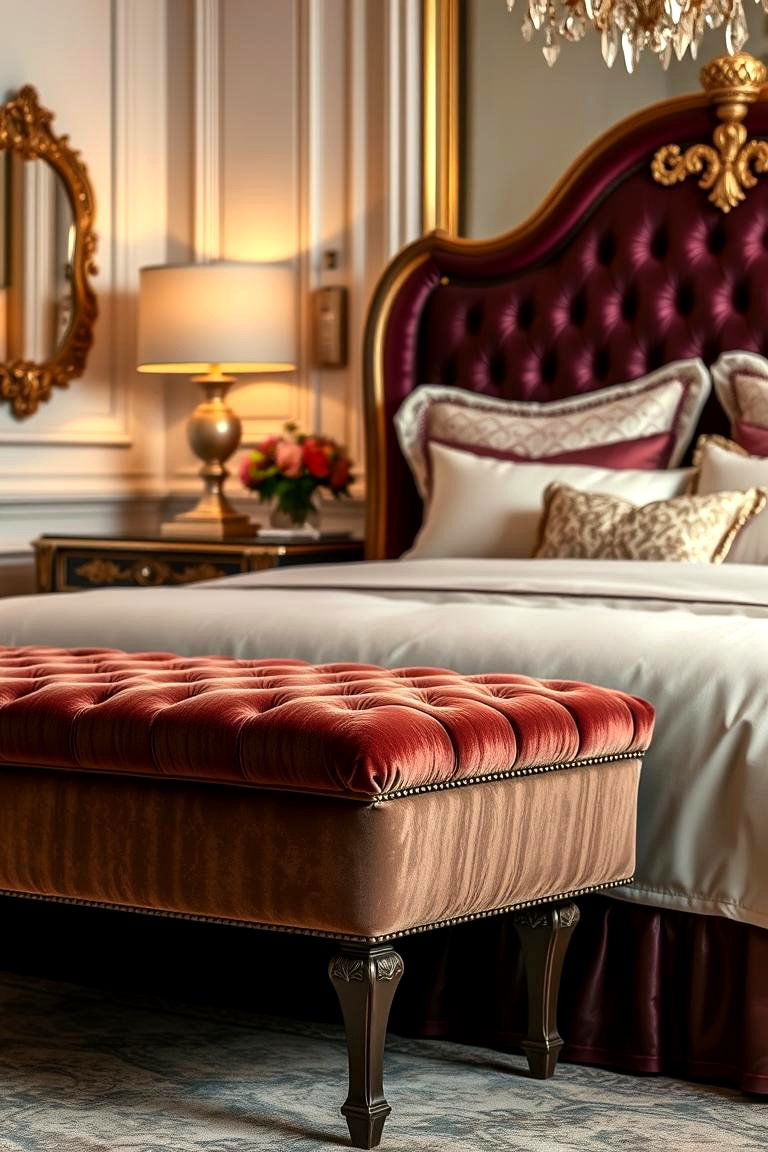 Velvet Bench for a Touch of Opulence - 24 Bedroom Bench Ideas
