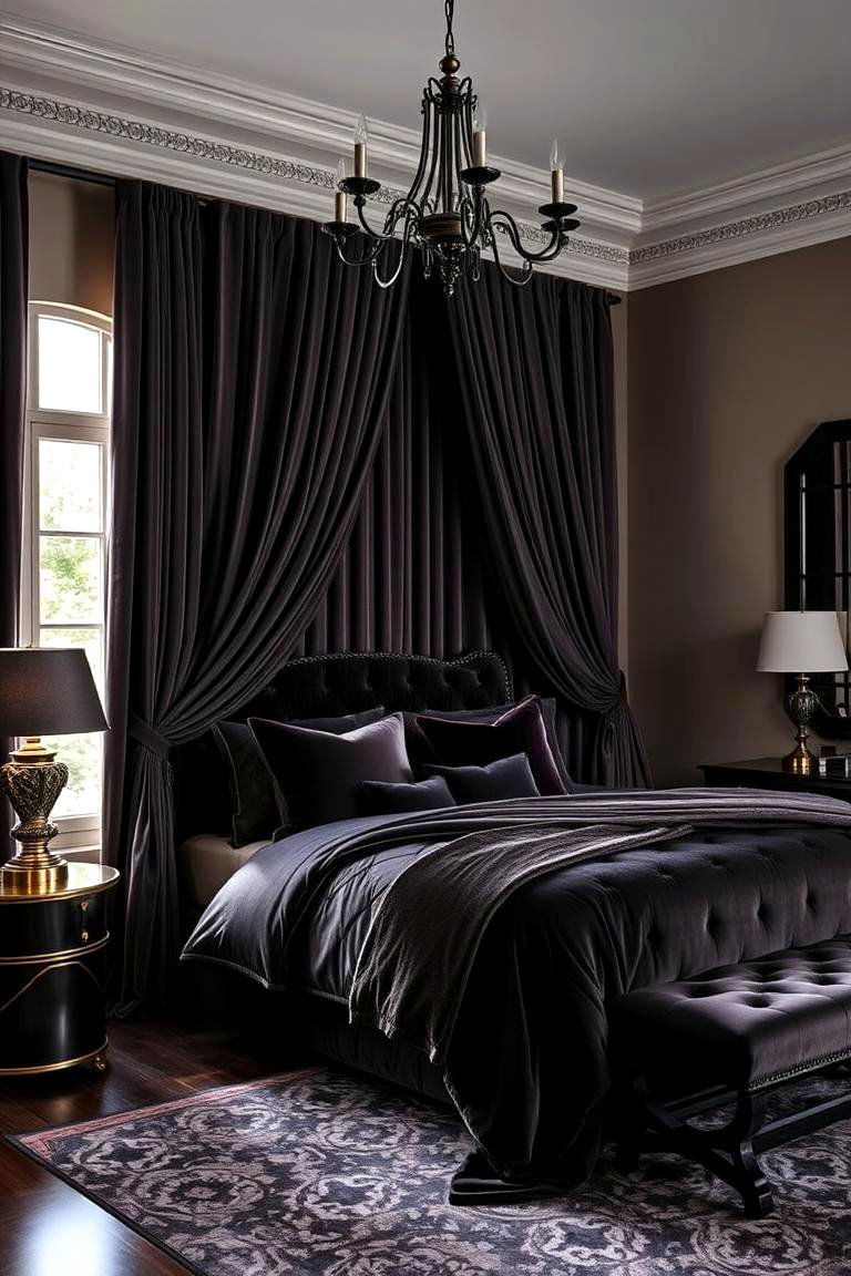Velvet Elegance - 24 Dark Bedroom Ideas