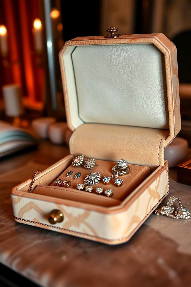 Velvet Jewelry Box Organizer - 24 Earring Storage Ideas