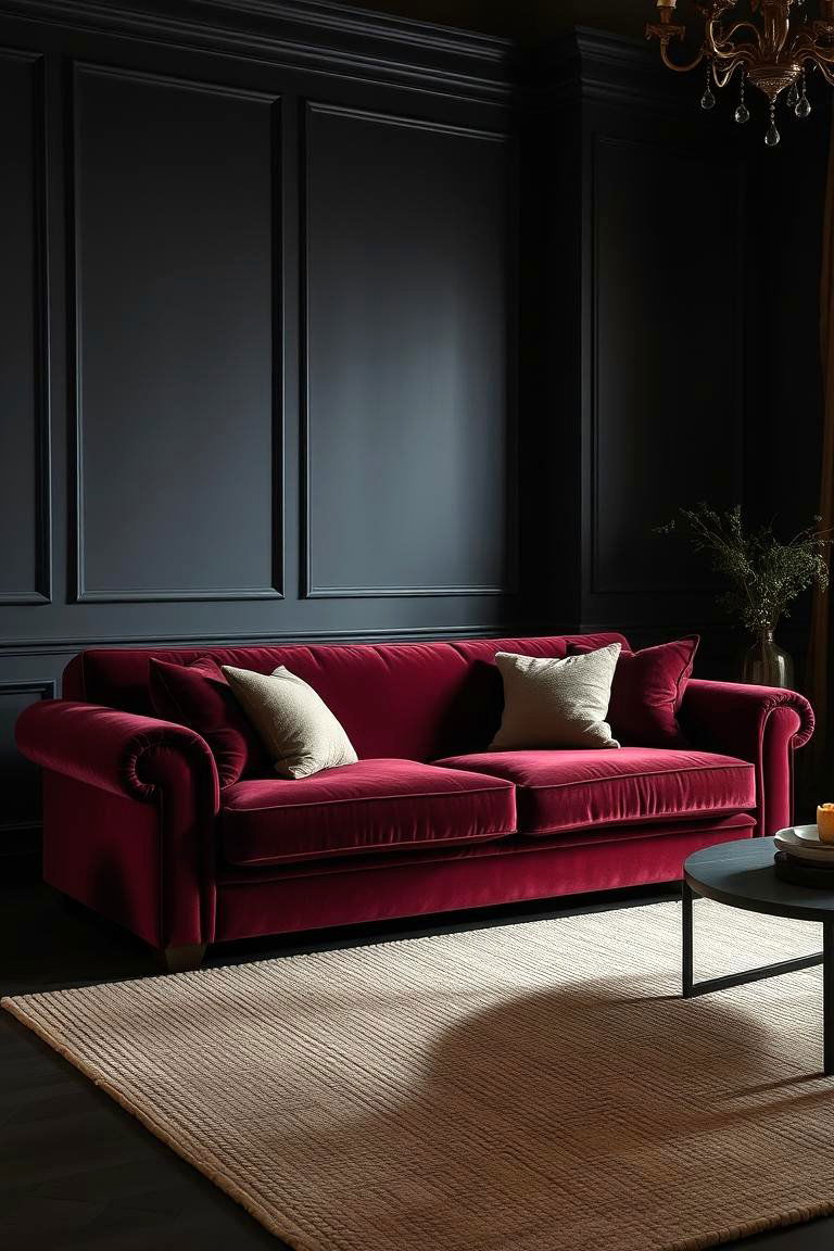 Velvet Sofas - 24 Moody Living Room Ideas