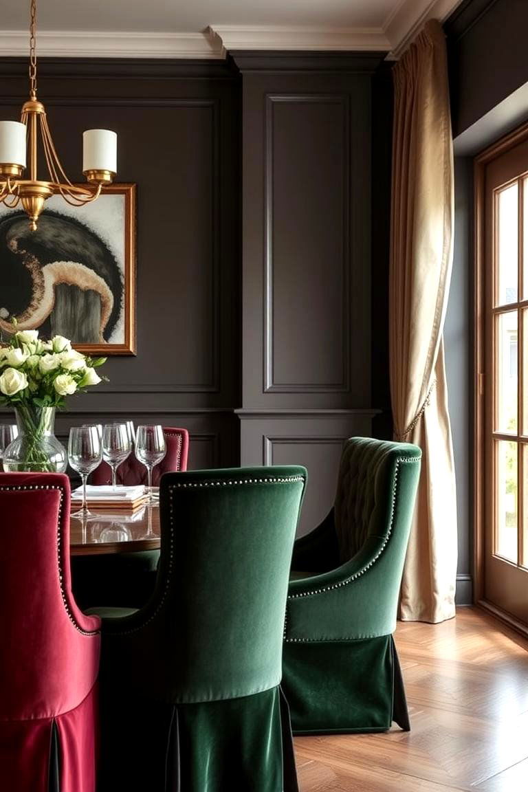 Velvet Upholstered Chairs - 24 Glam Dining Room Ideas