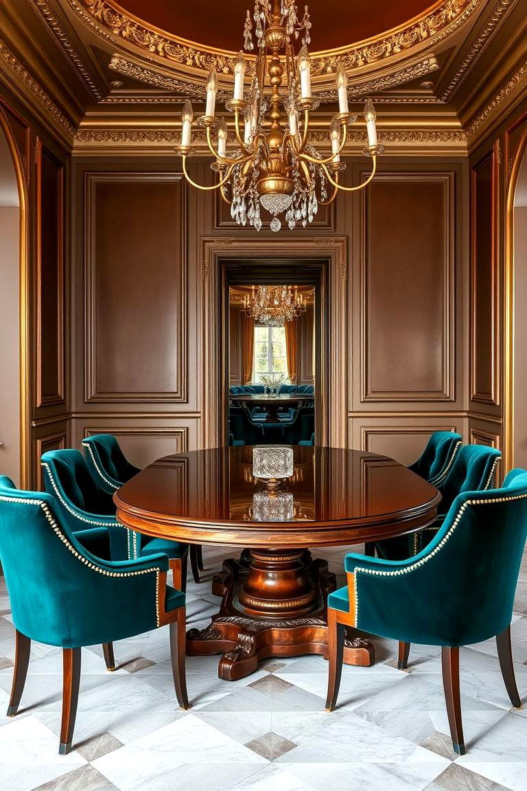 Velvet Upholstered Dining Chairs - 24 Parisian Dining Room Ideas