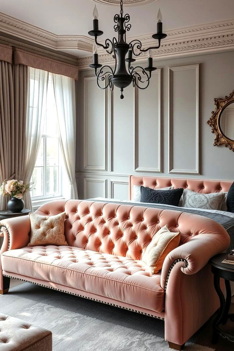 Velvet Upholstered Seating - 24 pastel goth bedroom ideas