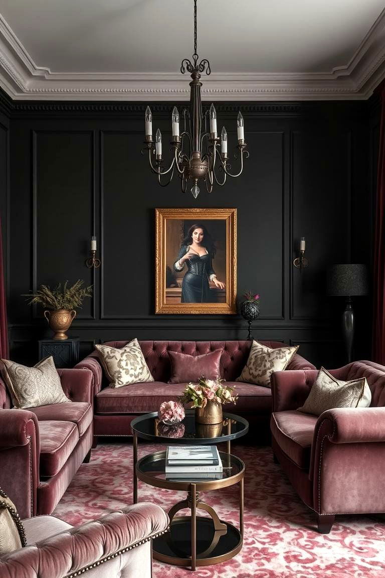 Velvet and Shadow A Fusion - 24 Gothic Living Room Ideas