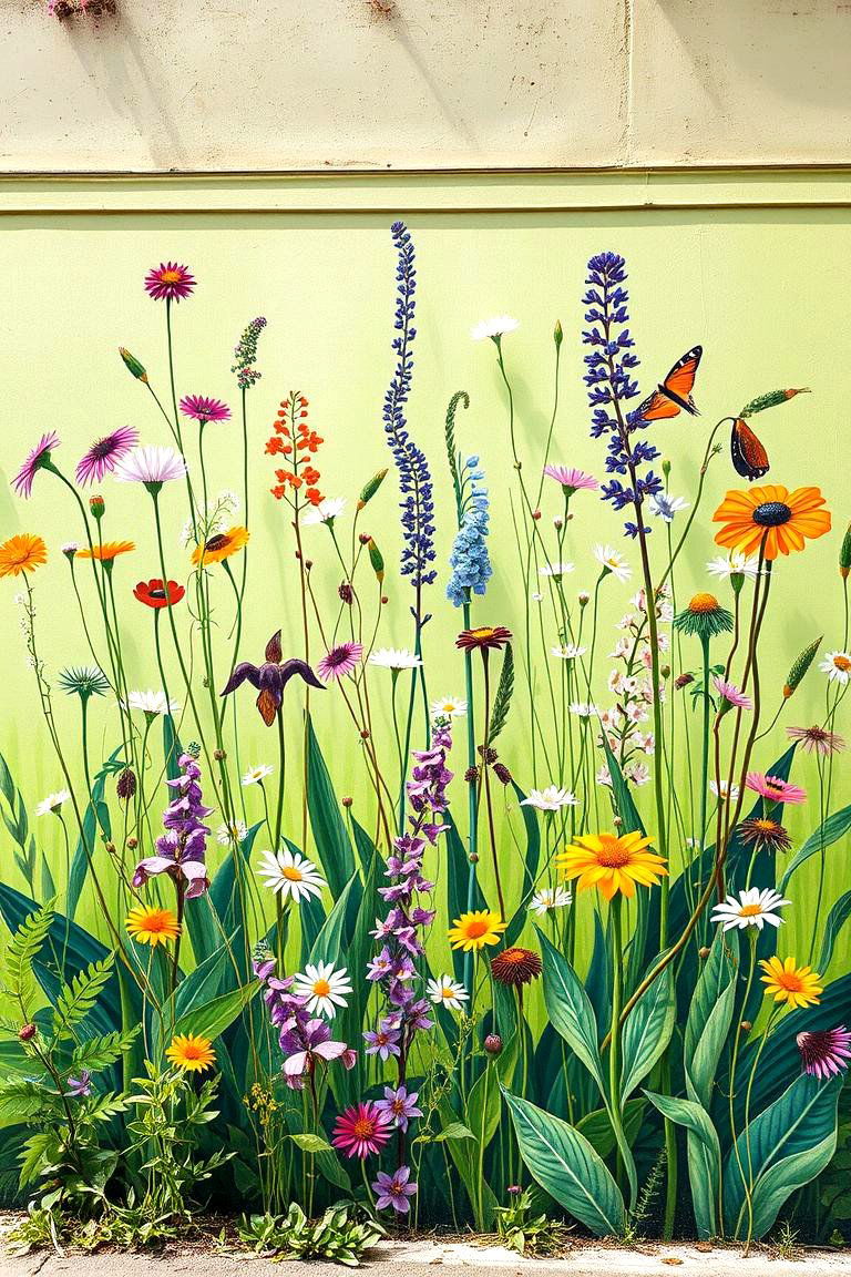 Verdant Wildflower Whisper - 24 Flower Murals on Buildings