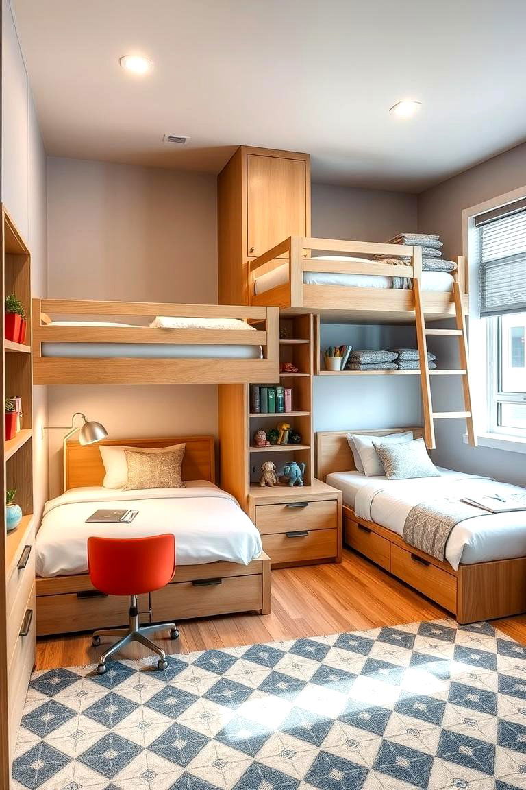 Versatile Bunk Room for Siblings - 24 bunk room ideas