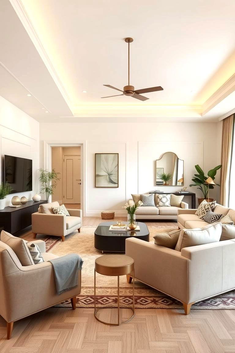 Versatile Cream and Gold Living Room Layout - 24 Cream and Gold Living Room Ideas