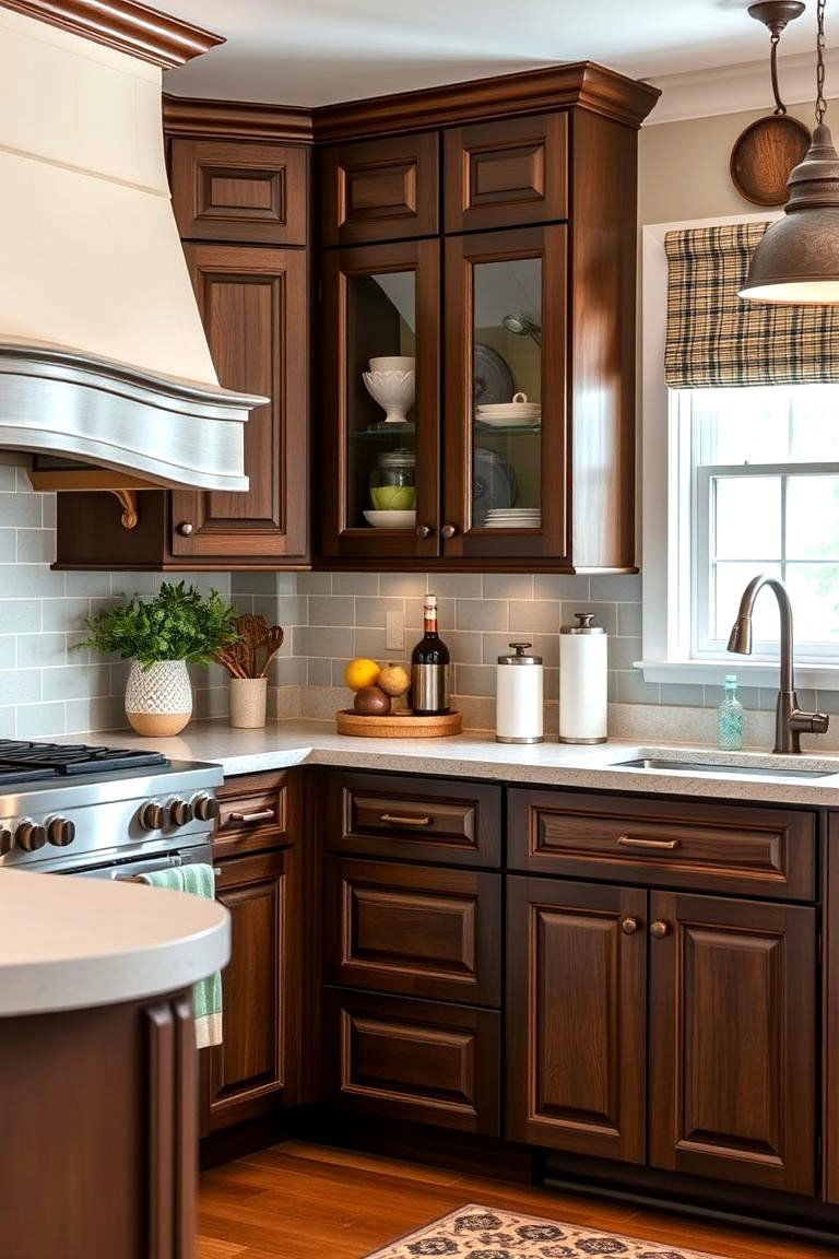 Versatile Design Blending Tradition and Modernity - 24 Dark Wood Kitchen Cabinets