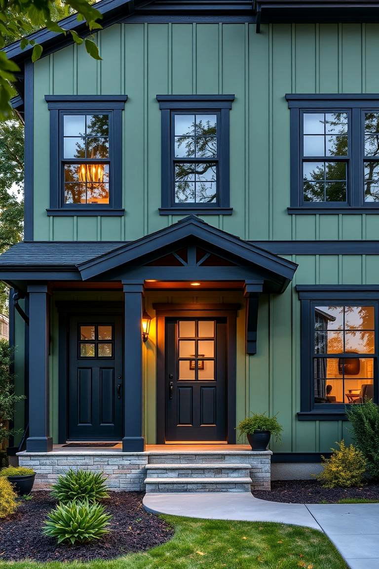 Versatile Design Options - 24 Green House Exterior With Black Trim