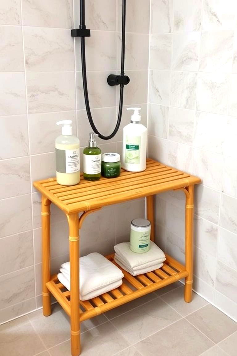 Versatile Freestanding Shower Bench with Storage - 24 Shower Bench Ideas