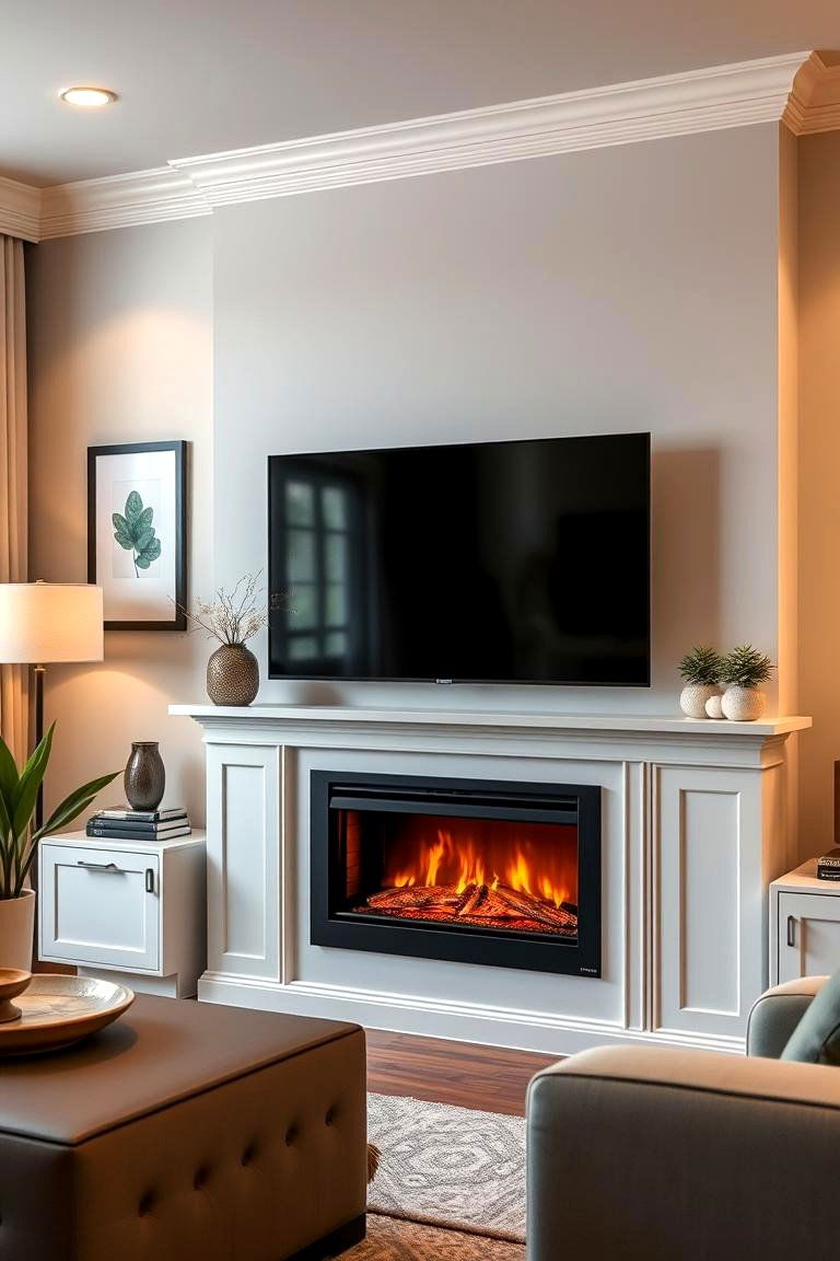 Versatile Living Accent - 24 Electric Fireplace Ideas With Tv Above