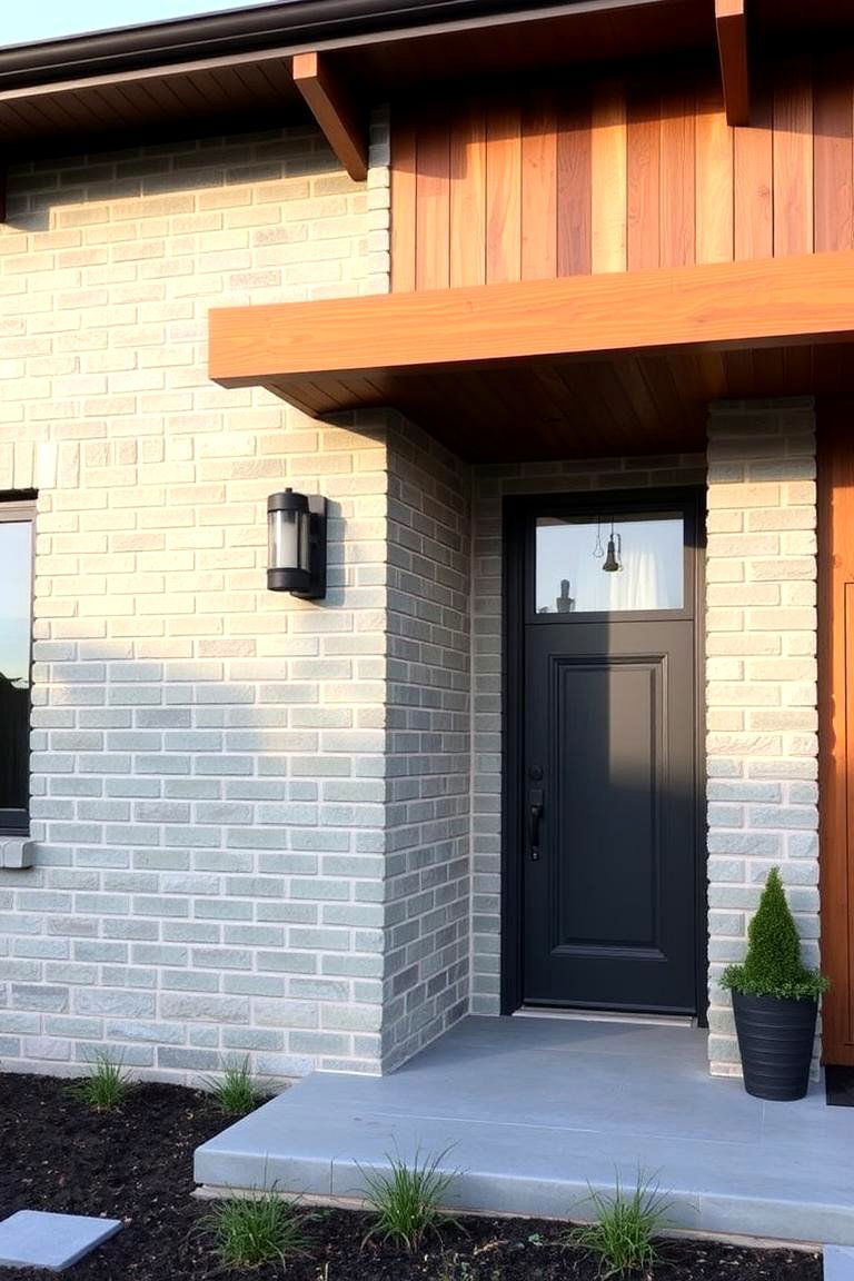 Versatile Mixed Material Design - 24 Sage Green Painted Brick House Ideas