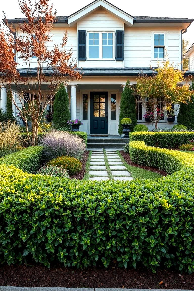 Versatile Mixed Plantings - 24 Front Yard Boxwood Designs