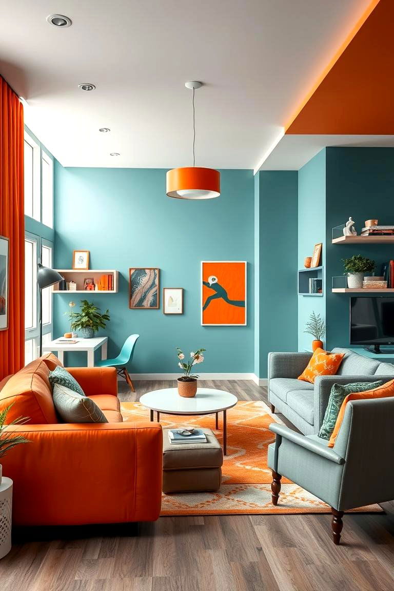 Versatile Multi Functional Spaces - 24 Teal and Orange Color Scheme for Your Rooms