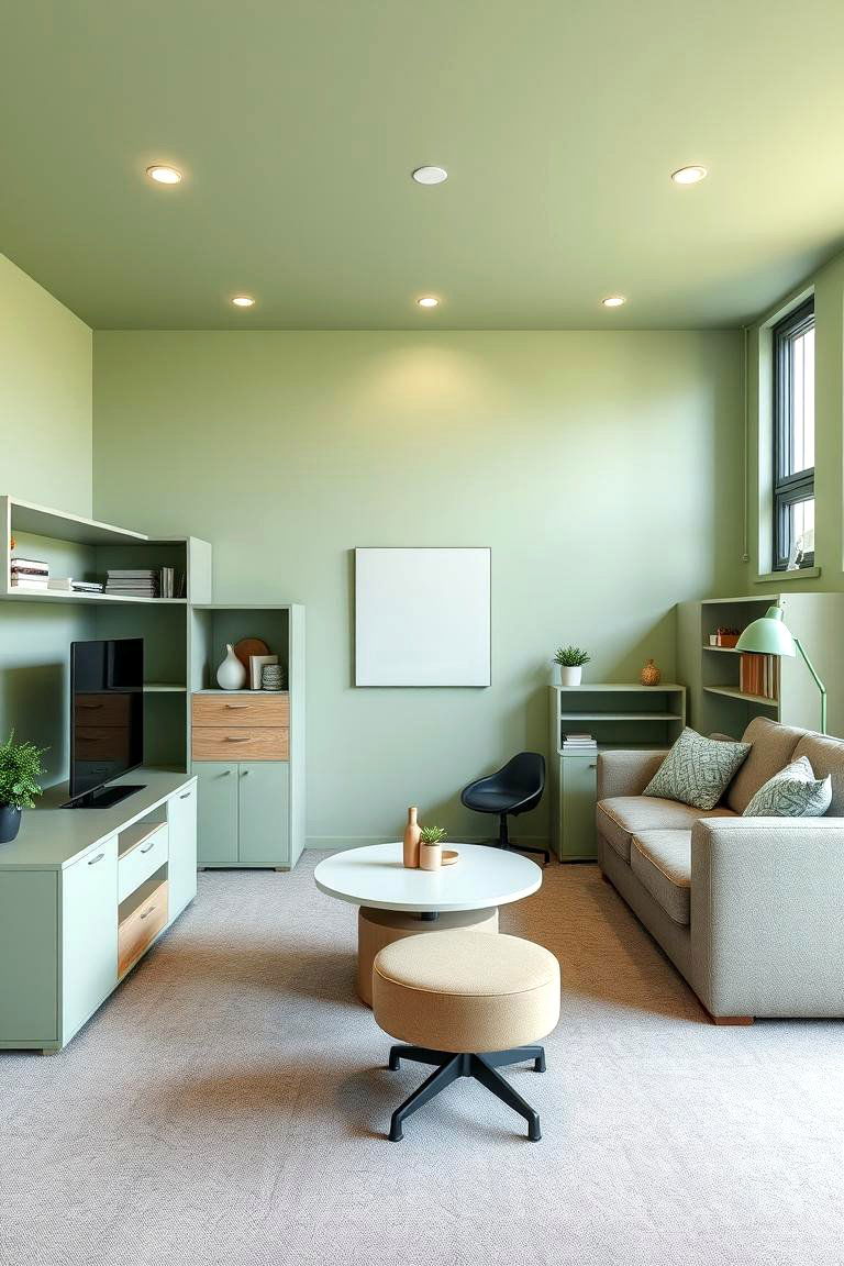 Versatile Multi Use Space - 24 Boho Sage Green Bedroom Ideas